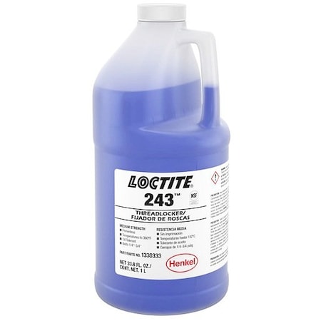 Henkel Anaerobic Threadlocker, Primerless, Bottle, 1 L 243 BLUE 1L IDH 1330333